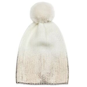 NWT Jocelyn Faux Fur Pom Rose Gold Metallic Ombre Knit Hat